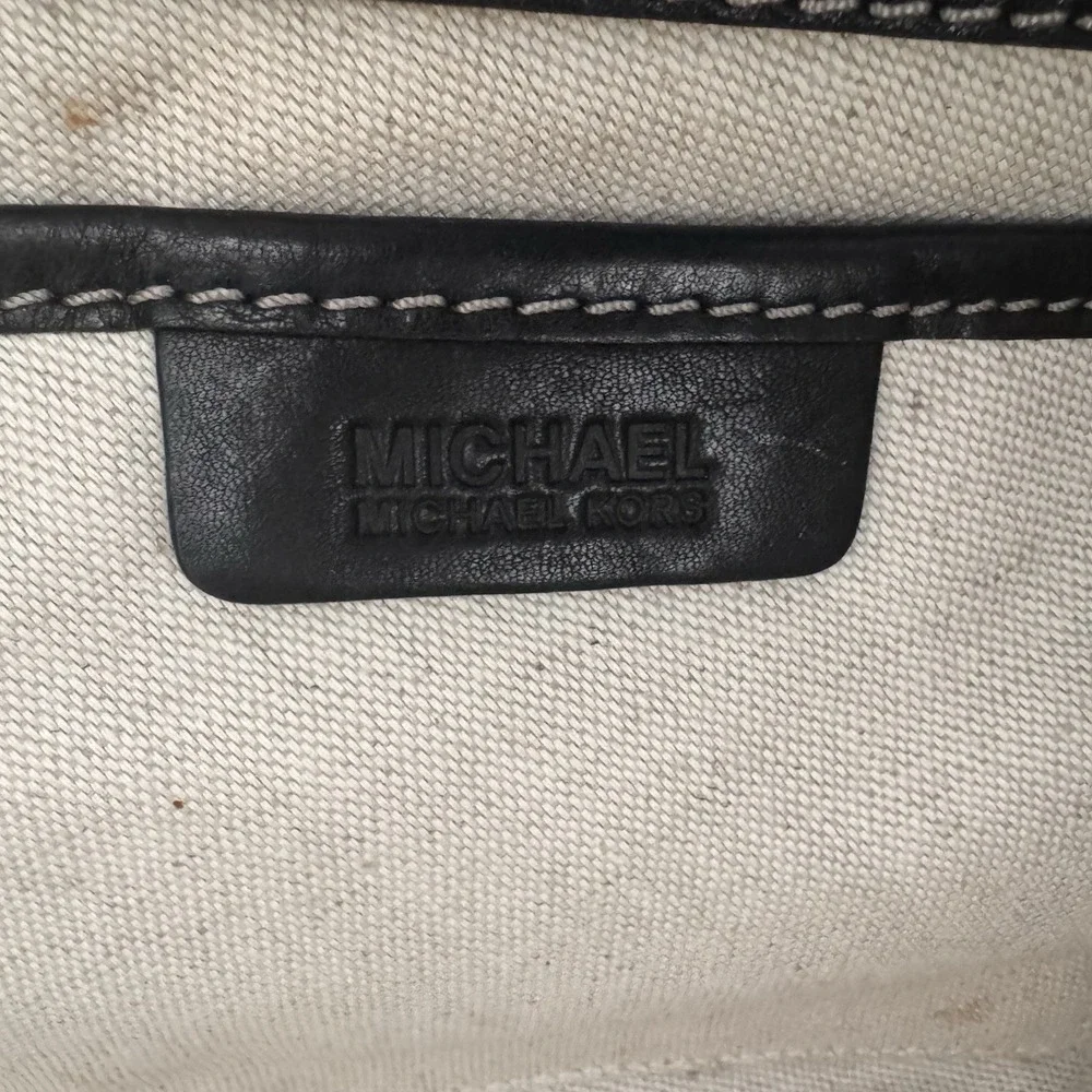 Michael Kors Astor Black Studded Leather Satchel ~ Top‑Handle Bag ~Silver Studs